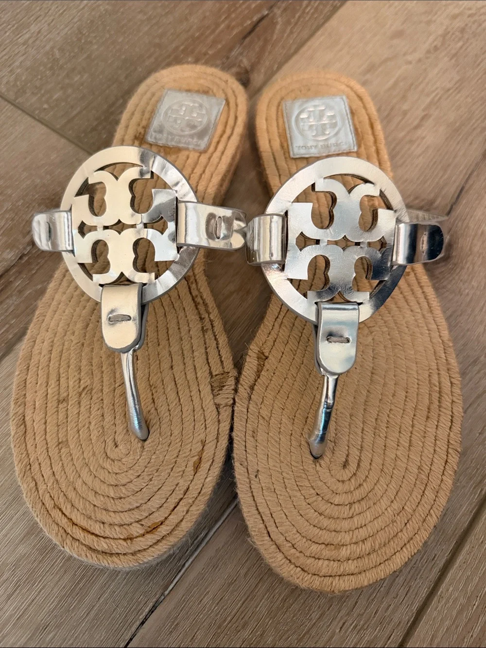 Tory Burch Silver miller Rope-Detail Thong Sandals